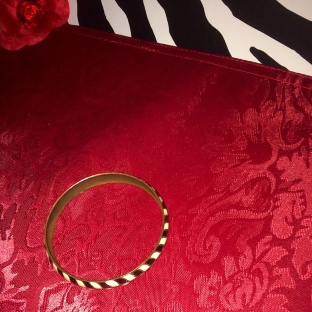 Black Cream Gold Tricolor Urban Outfitters Bangle Bracelet. - Picture 4 of 4